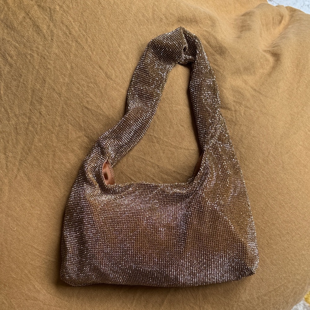 KARA Chic Gold Mesh Shoulder Bag